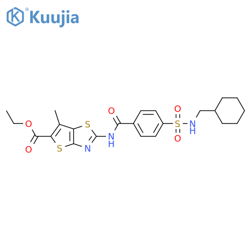 ethyl 2-{4-cyclohexyl(methyl)sulfamoylbenzamido}-6-methylthieno2,3-d1,3thiazole-5-carboxylate structure