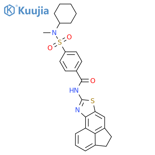 4-cyclohexyl(methyl)sulfamoyl-N-{5-thia-3-azatetracyclo6.6.1.0^{2,6}.0^{11,15}pentadeca-1(15),2(6),3,7,11,13-hexaen-4-yl}benzamide structure
