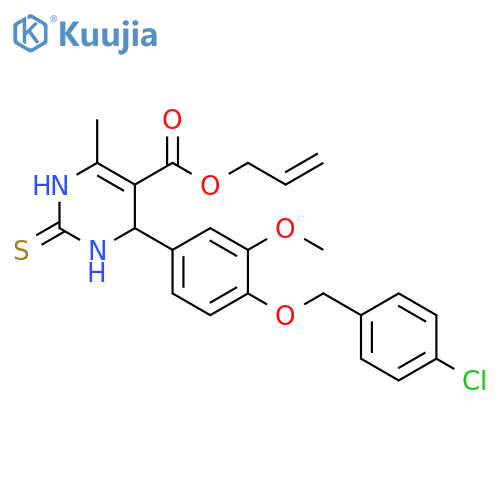 prop-2-en-1-yl 4-{4-(4-chlorophenyl)methoxy-3-methoxyphenyl}-6-methyl-2-sulfanylidene-1,2,3,4-tetrahydropyrimidine-5-carboxylate structure