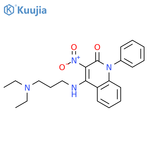 4-{3-(diethylamino)propylamino}-3-nitro-1-phenyl-1,2-dihydroquinolin-2-one structure