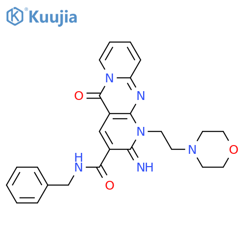 N-benzyl-6-imino-7-2-(morpholin-4-yl)ethyl-2-oxo-1,7,9-triazatricyclo8.4.0.0^{3,8}tetradeca-3(8),4,9,11,13-pentaene-5-carboxamide structure