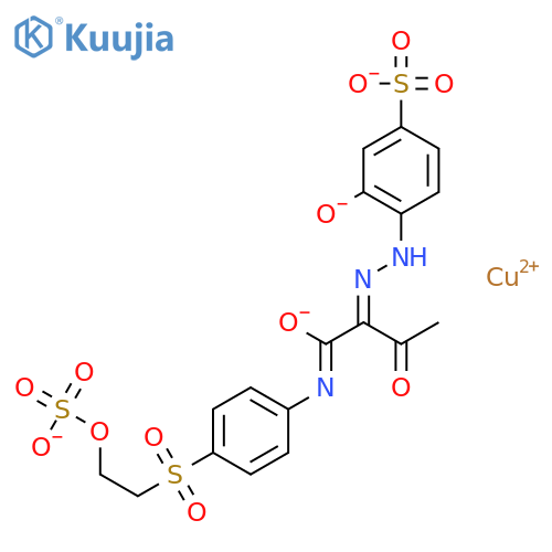 dihydrogen [3-hydroxy-4-[[2-oxo-1-[[[4-[[2-(sulphooxy)ethyl]sulphonyl]phenyl]amino]carbonyl]propyl]azo]benzenesulphonato(2-)]cuprate(2-) structure