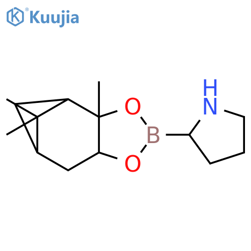 (R)-2-((3aS,4S,6S,7aR)-3a,5,5-Trimethylhexahydro-4,6-methanobenzo[d][1,3,2]dioxaborol-2-yl)pyrrolidine structure