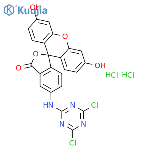 5-[(4,6-dichloro-1,3,5-triazin-2-yl)amino]-3',6'-dihydroxy-3H-spiro[2-benzofuran-1,9'-xanthen]-3-one dihydrochloride structure