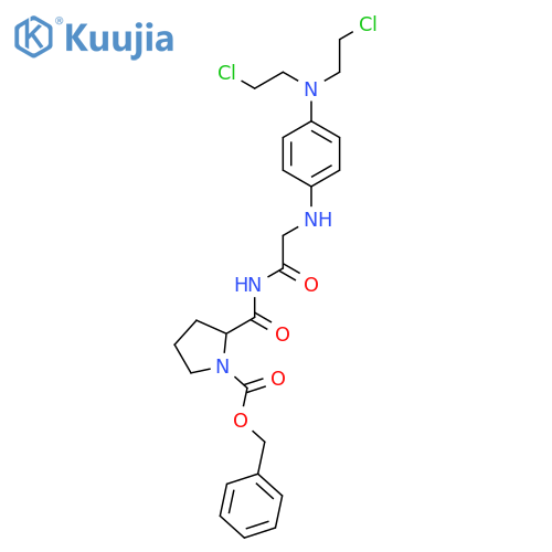 benzyl (2S)-2-{[({4-[bis(2-chloroethyl)amino]phenyl}amino)acetyl]carbamoyl}pyrrolidine-1-carboxylate structure