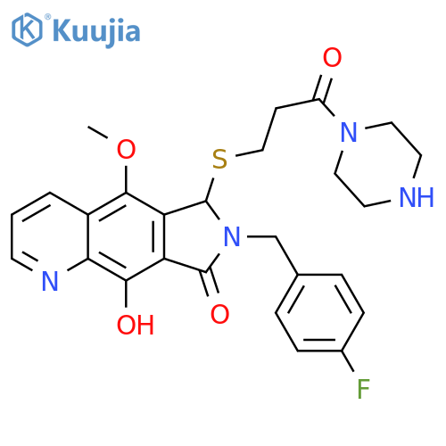 Piperazine,1-[3-[[7-[(4-fluorophenyl)methyl]-7,8-dihydro-9-hydroxy-5-methoxy-8-oxo-6H-pyrrolo[3,4-g]quinolin-6-yl]thio]-1-oxopropyl]- structure