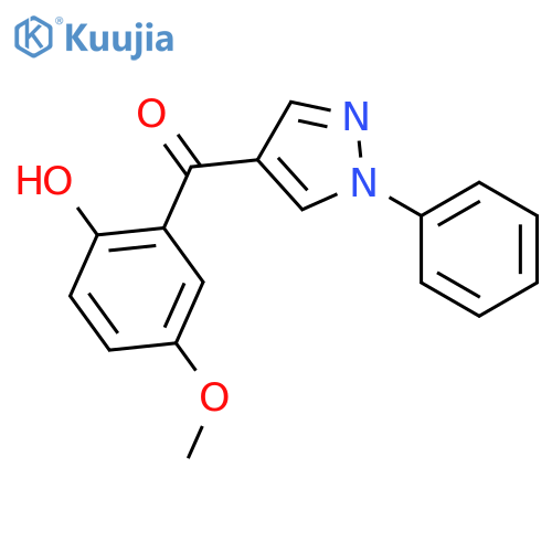 (2-hydroxy-5-methoxyphenyl)-(1-phenylpyrazol-4-yl)methanone structure