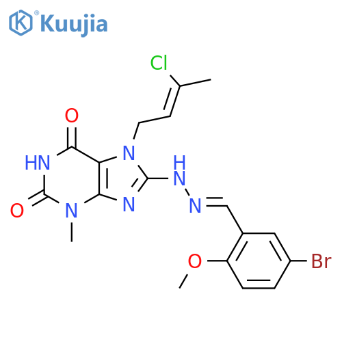 8-(E)-2-(5-bromo-2-methoxyphenyl)methylidenehydrazin-1-yl-7-(2Z)-3-chlorobut-2-en-1-yl-3-methyl-2,3,6,7-tetrahydro-1H-purine-2,6-dione structure