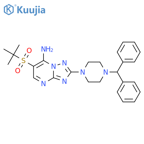 2-(4-Benzhydrylpiperazino)-6-(tert-butylsulfonyl)[1,2,4]triazolo[1,5-a]pyrimidin-7-ylamine structure