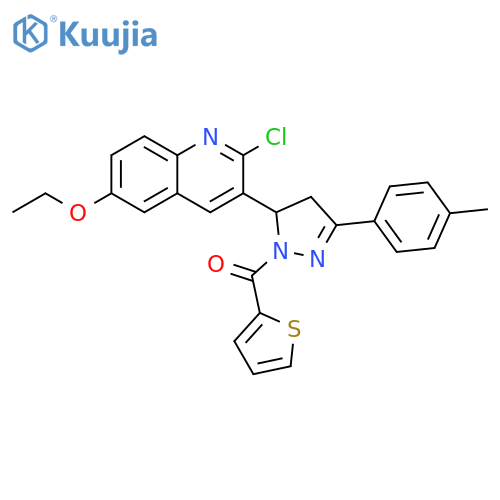 2-chloro-6-ethoxy-3-3-(4-methylphenyl)-1-(thiophene-2-carbonyl)-4,5-dihydro-1H-pyrazol-5-ylquinoline structure