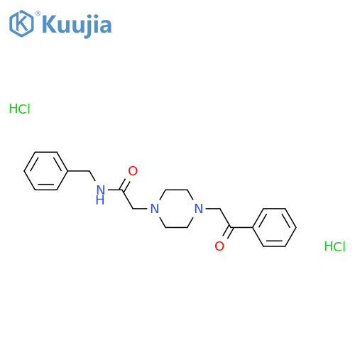 1-​Piperazineacetamide, 4-​(2-​oxo-​2-​phenylethyl)​-​N-​(phenylmethyl)​-​, hydrochloride (1:2) structure