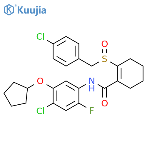 1-Cyclohexene-1-carboxamide,N-[4-chloro-5-(cyclopentyloxy)-2-fluorophenyl]-2-[[(4-chlorophenyl)methyl]sulfinyl]- structure