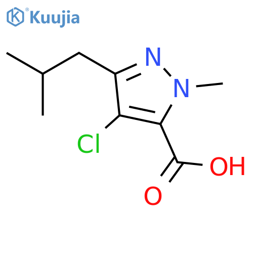4-Chloro-1-methyl-3-(2-methylpropyl)-1H-pyrazole-5-carboxylicacid structure
