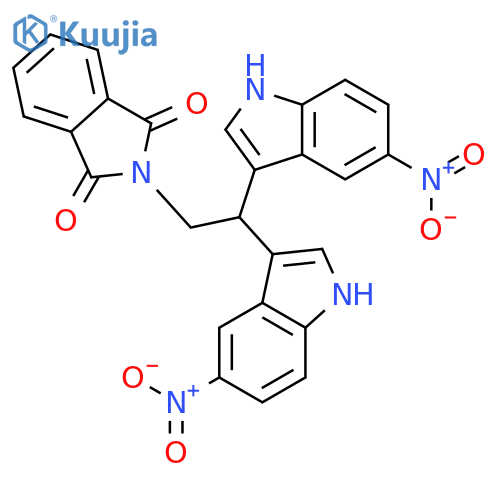 1H-ISOINDOLE-1,3(2H)-DIONE, 2-[2,2-BIS(5-NITRO-1H-INDOL-3-YL)ETHYL]- structure
