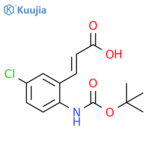 3-(2-{(tert-butoxy)carbonylamino}-5-chlorophenyl)prop-2-enoic acid structure
