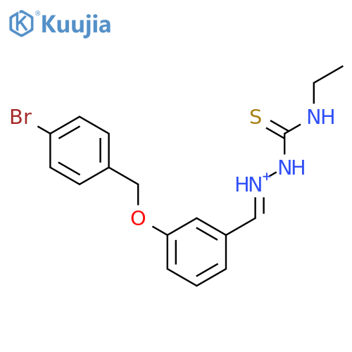 1-({3-[(4-bromobenzyl)oxy]phenyl}methylidene)-2-(ethylcarbamothioyl)diazanium structure