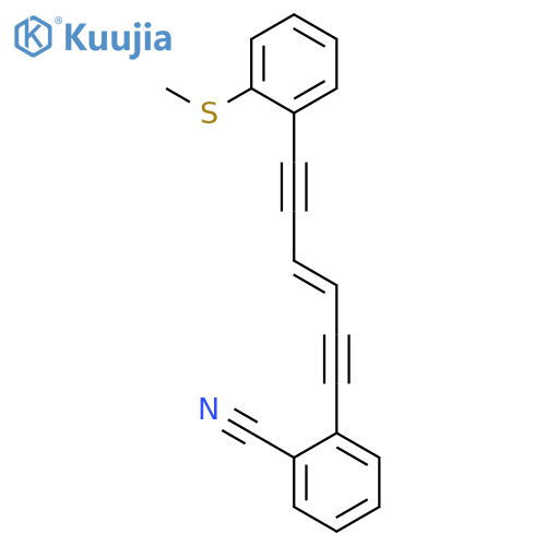 Benzonitrile, 2-[6-[2-(methylthio)phenyl]-3-hexene-1,5-diynyl]- structure