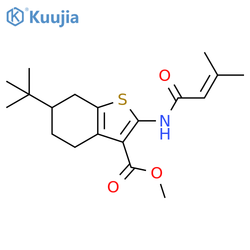 methyl 6-tert-butyl-2-(3-methylbut-2-enamido)-4,5,6,7-tetrahydro-1-benzothiophene-3-carboxylate structure