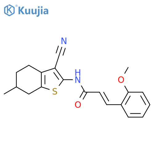 (2E)-N-(3-cyano-6-methyl-4,5,6,7-tetrahydro-1-benzothiophen-2-yl)-3-(2-methoxyphenyl)prop-2-enamide structure