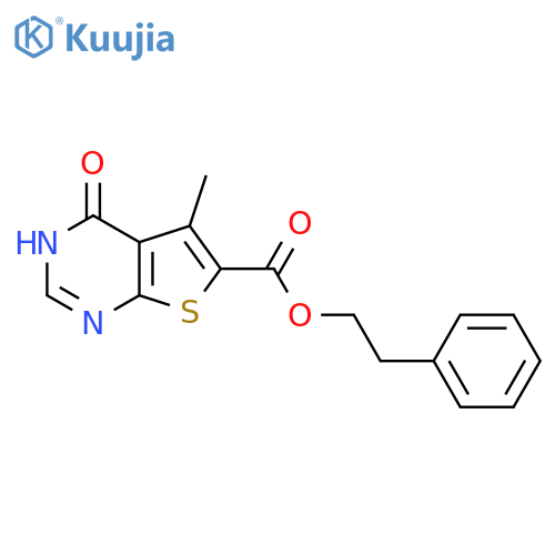 Phenethyl 5-methyl-4-oxo-3,4-dihydrothieno[2,3-d]pyrimidine-6-carboxylate structure