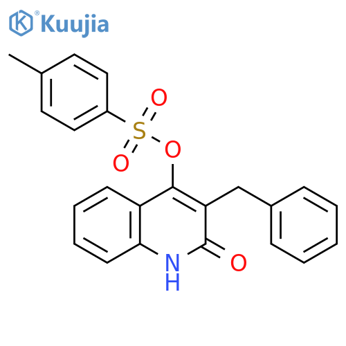 2(1H)-Quinolinone, 4-[[(4-methylphenyl)sulfonyl]oxy]-3-(phenylmethyl)- structure