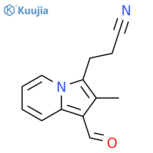 3-(1-formyl-2-methylindolizin-3-yl)propanenitrile structure