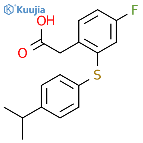 2-(4-fluoro-2-{4-(propan-2-yl)phenylsulfanyl}phenyl)acetic acid structure