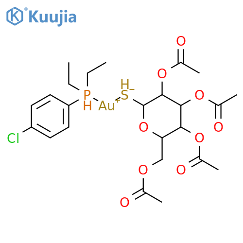 Gold, (4-chlorophenyl)diethylphosphine(1-thio-.beta.-D-glucopyranose 2,3,4,6-tetraacetato-S)- structure