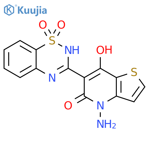 Thieno[3,2-b]pyridin-5(4H)-one,4-amino-6-(1,1-dioxido-2H-1,2,4-benzothiadiazin-3-yl)-7-hydroxy- structure