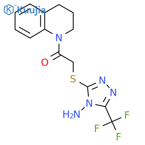 2-((4-amino-5-(trifluoromethyl)-4H-1,2,4-triazol-3-yl)thio)-1-(3,4-dihydroquinolin-1(2H)-yl)ethanone structure