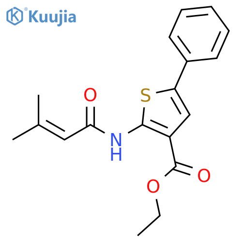 ethyl 2-(3-methylbut-2-enamido)-5-phenylthiophene-3-carboxylate structure