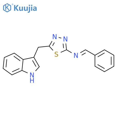 1,3,4-Thiadiazol-2-amine, 5-(1H-indol-3-ylmethyl)-N-(phenylmethylene)- structure