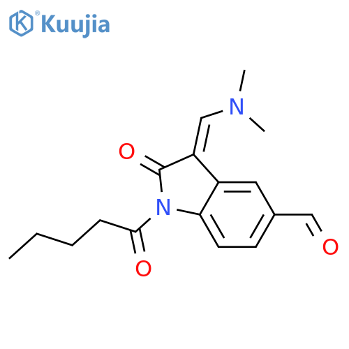 (3Z)-3-[(dimethylamino)methylidene]-2-oxo-1-pentanoyl-2,3-dihydro-1H-indole-5-carbaldehyde structure