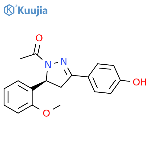1H-Pyrazole,1-acetyl-4,5-dihydro-3-(4-hydroxyphenyl)-5-(2-methoxyphenyl)-, (5S)- structure