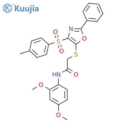 N-(2,4-dimethoxyphenyl)-2-{4-(4-methylbenzenesulfonyl)-2-phenyl-1,3-oxazol-5-ylsulfanyl}acetamide structure