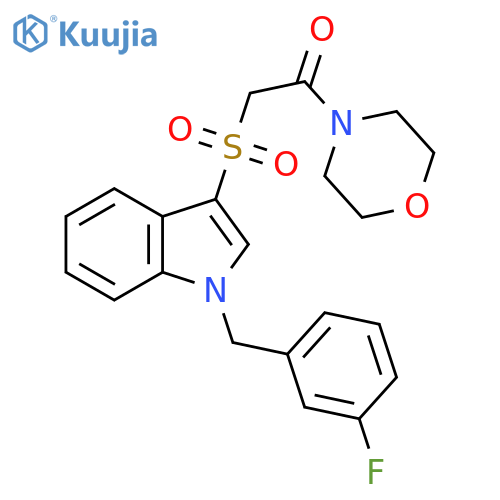 2-({1-(3-fluorophenyl)methyl-1H-indol-3-yl}sulfonyl)-1-(morpholin-4-yl)ethan-1-one structure