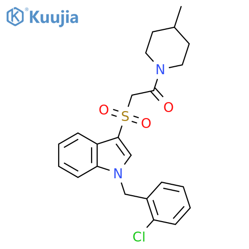 2-({1-(2-chlorophenyl)methyl-1H-indol-3-yl}sulfonyl)-1-(4-methylpiperidin-1-yl)ethan-1-one structure