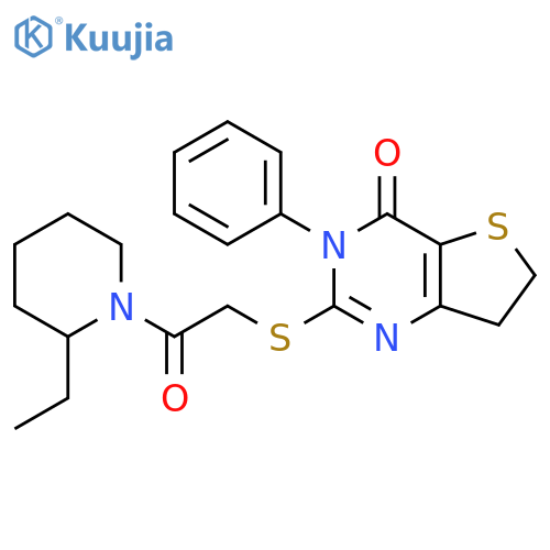 2-{2-(2-ethylpiperidin-1-yl)-2-oxoethylsulfanyl}-3-phenyl-3H,4H,6H,7H-thieno3,2-dpyrimidin-4-one structure