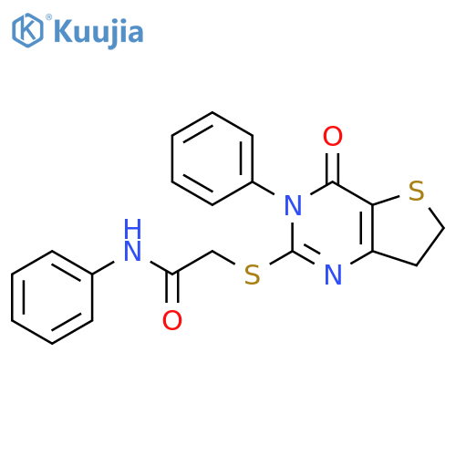 2-({4-oxo-3-phenyl-3H,4H,6H,7H-thieno3,2-dpyrimidin-2-yl}sulfanyl)-N-phenylacetamide structure