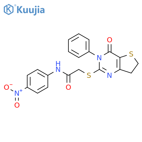 N-(4-nitrophenyl)-2-({4-oxo-3-phenyl-3H,4H,6H,7H-thieno3,2-dpyrimidin-2-yl}sulfanyl)acetamide structure