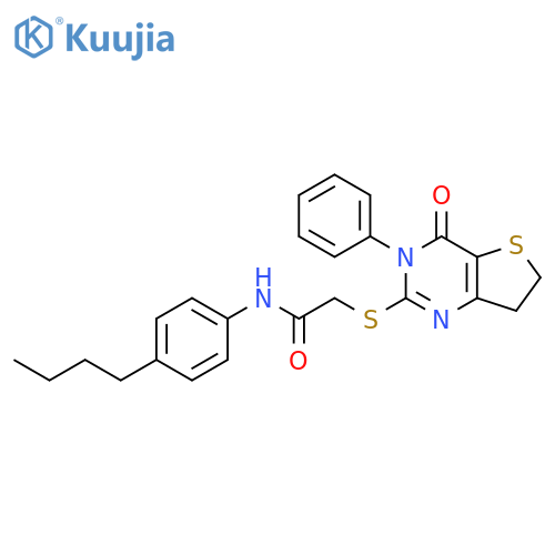 N-(4-butylphenyl)-2-({4-oxo-3-phenyl-3H,4H,6H,7H-thieno3,2-dpyrimidin-2-yl}sulfanyl)acetamide structure