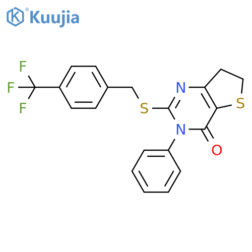 3-phenyl-2-({4-(trifluoromethyl)phenylmethyl}sulfanyl)-3H,4H,6H,7H-thieno3,2-dpyrimidin-4-one structure
