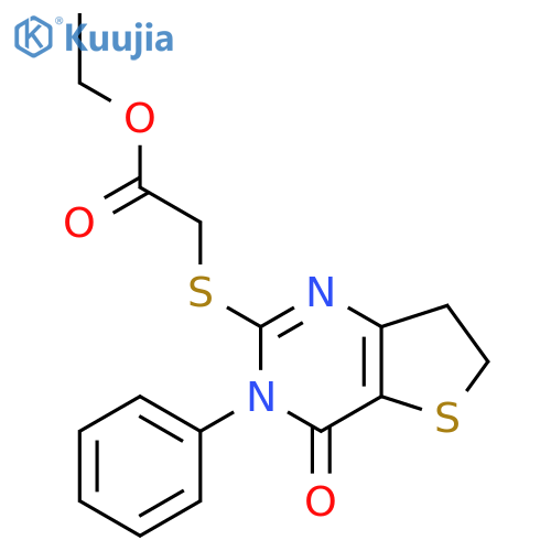 ethyl 2-({4-oxo-3-phenyl-3H,4H,6H,7H-thieno3,2-dpyrimidin-2-yl}sulfanyl)acetate structure