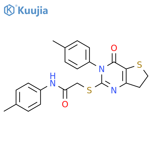 N-(4-methylphenyl)-2-{[3-(4-methylphenyl)-4-oxo-3H,4H,6H,7H-thieno[3,2-d]pyrimidin-2-yl]sulfanyl}acetamide structure