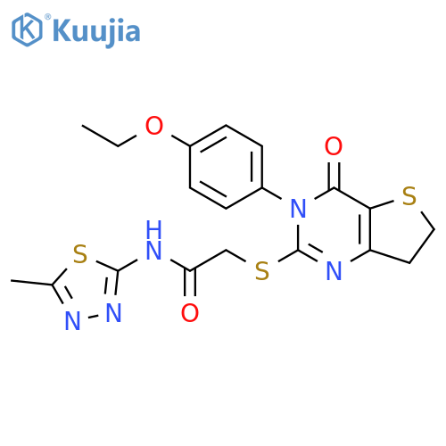 2-{3-(4-ethoxyphenyl)-4-oxo-3H,4H,6H,7H-thieno3,2-dpyrimidin-2-ylsulfanyl}-N-(5-methyl-1,3,4-thiadiazol-2-yl)acetamide structure