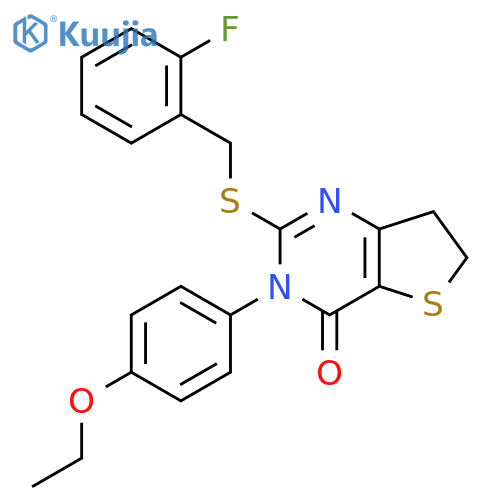 3-(4-ethoxyphenyl)-2-{(2-fluorophenyl)methylsulfanyl}-3H,4H,6H,7H-thieno3,2-dpyrimidin-4-one structure