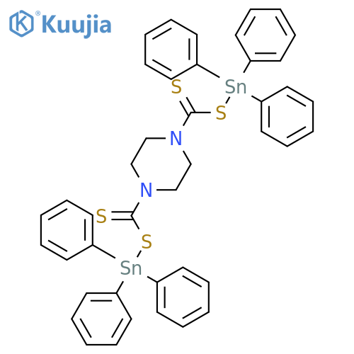 Piperazine, 1,4-bis[thioxo[(triphenylstannyl)thio]methyl]- structure