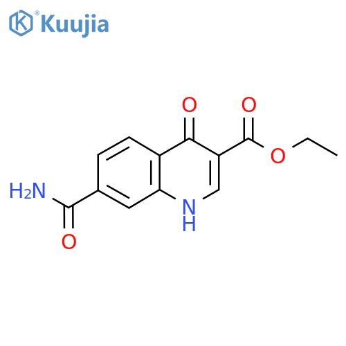 Ethyl 7-carbamoyl-4-oxo-1,4-dihydroquinoline-3-carboxylate structure