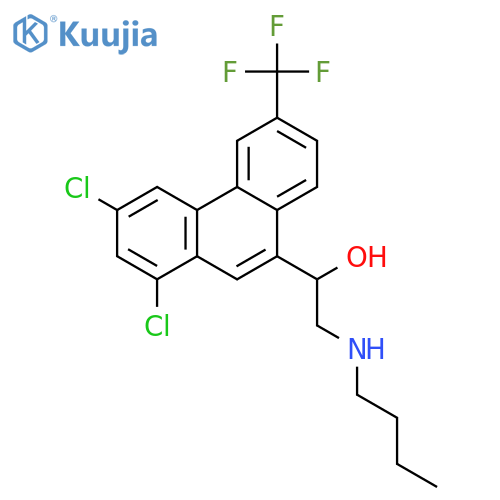 2-(butylamino)-1-[1,3-dichloro-6-(trifluoromethyl)phenanthren-9-yl]ethanol;hydrochloride structure