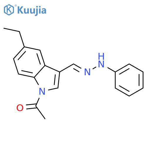 1H-Indole-3-carboxaldehyde, 1-acetyl-5-ethyl-, 3-(phenylhydrazone) structure